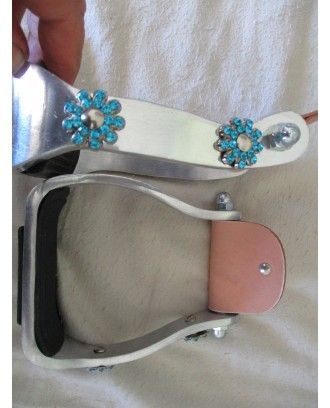 Western Stirrup Irons jeweled teal blue - Stirrup Irons