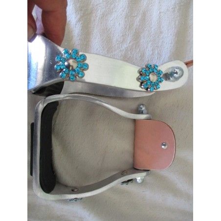 Western Stirrup Irons jeweled teal blue - Stirrup Irons