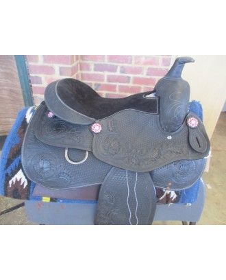 Western Ladies Barrel racer ri240 jeweled BLACK LEATHER - Western Saddles