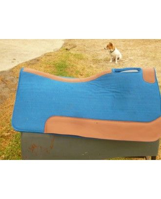western or fender KODA STYLE saddle pad wool felt saddle pad royal BLUE leather dark wear strip on special - Stock and wester...