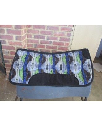 western or fender saddle pad blanket shaped felt underside with Navy green pattern coloured wool topside - Stock and western ...