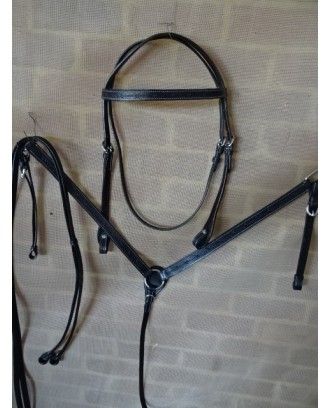 WESTERN BRIDLE BREASTPLAT SET Bridle and Breatplate Set RI1001black bb - Western Bridles and breastplates