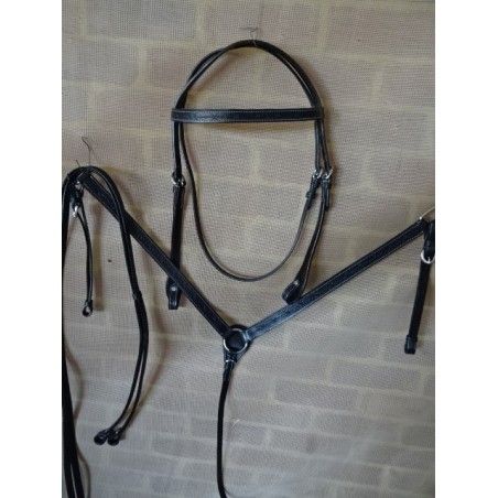 WESTERN BRIDLE BREASTPLAT SET Bridle and Breatplate Set RI1001black bb - Western Bridles and breastplates