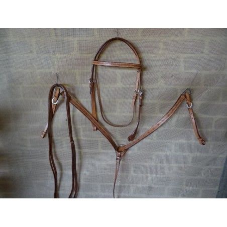 WESTERN BRIDLE BREASTPLAT SET Bridle and Breatplate Set RI1001chestnut - Western Bridles and breastplates