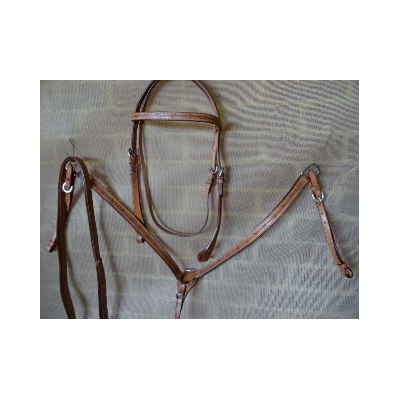 WESTERN BRIDLE BREASTPLAT SET BRIDLE & BREASTPLATE SET RI1001CHESTNUT