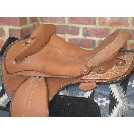 Texas Tea Campdraft  Premier stock fender 8046 chestnut - Leather Stock Saddles