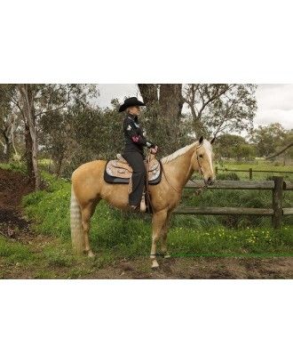 Western show saddle model RI445 black inlay - Western Show