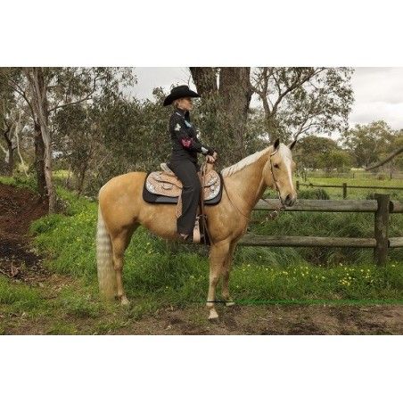 Western show saddle model RI445 black inlay - Western Show