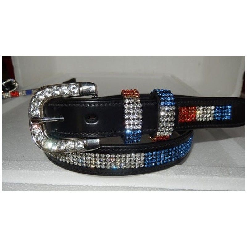 ladies bling belts red white and blue