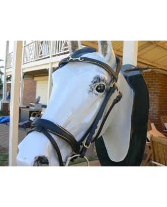 Platinum premium show Black leather gold piping model line 5 - English Bridles