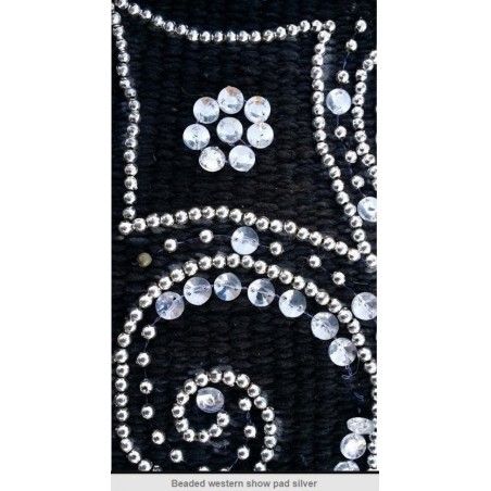 Western Show Saddle Pad Black wool , silver bead - Western show saddle pad