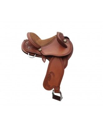 Texas Tea GUMNUT Embossed campdrafter saddle GUMNUT model 8085  - Leather Stock Saddles