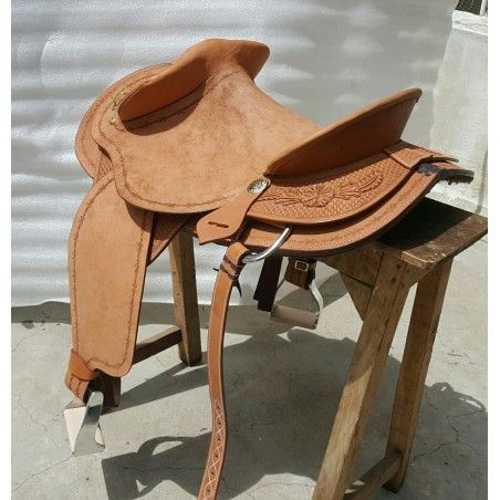 Texas Tea Campdraft  Premier stock fender 8045 rough out leather - Leather Stock Saddles