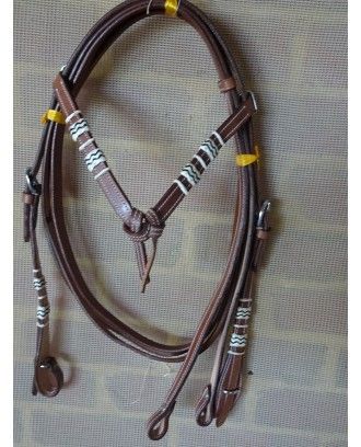 Western Bridle raw hide platted 062 red brown leather - Western Bridles and breastplates