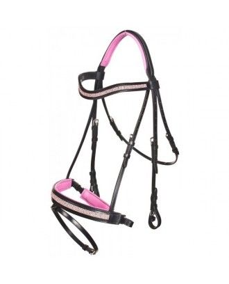 English show bridle Padded Hanoverian Bridle PINK - English Bridles