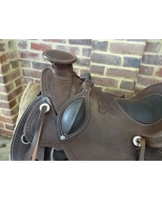 Wade western saddle Padded seat , floral embossing hand done BROWN - Wade saddles