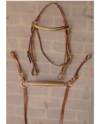 Barcoo bridle ri9 barcoo breastplate set platted brow band - Stockman bridles and breastplate