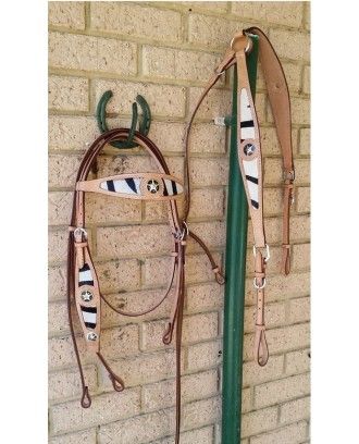 Western bridle set zebra pattern ri755 - Western Bridles and breastplates