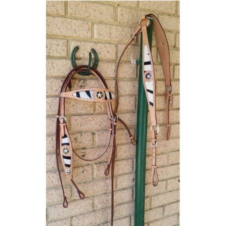 Western bridle set zebra pattern ri755 - Western Bridles and breastplates