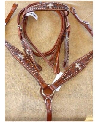 WESTERN BRIDLE BREASTPLAT SET TO330 - Western Bridles and breastplates