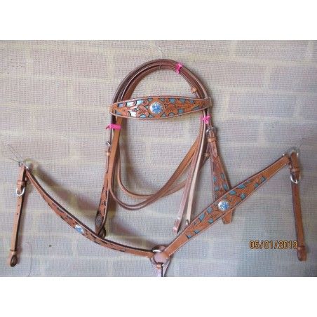 Bridle and Breastplate Set RI110 blue - Western Bridles and breastplates