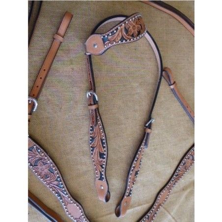 Bridle and Breastplate Set RI104 one ear - Western Bridles and breastplates