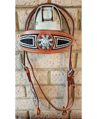 Bridle and breastplate set ri118 Black bead ARAZONA - Western Bridles and breastplates