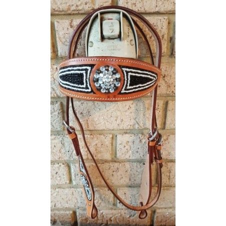 Bridle and breastplate set ri118 Black bead ARAZONA - Western Bridles and breastplates