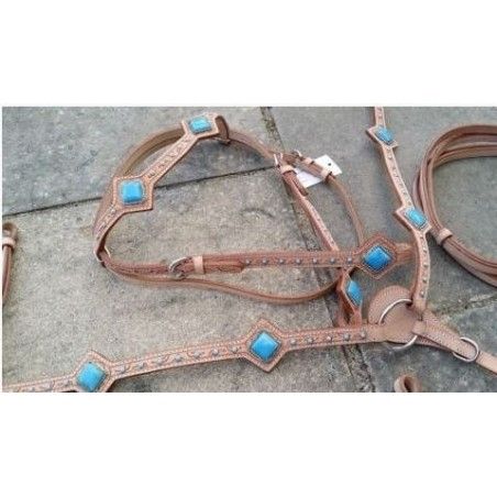 Bridle and Breastplate Set RI115 BLUE - Western Bridles and breastplates