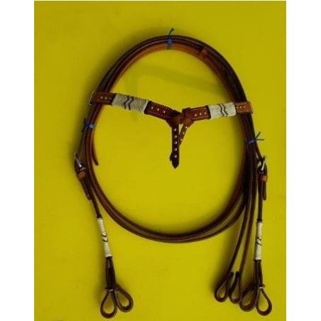 western Bridle ri715 raw hide chest leather - Western Bridles and breastplates