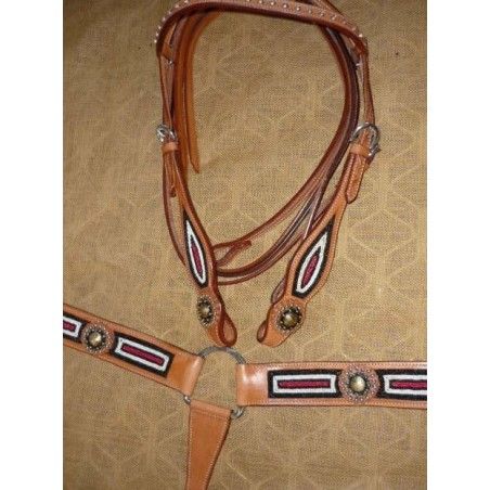 Bridle and breastplate set model ri118 red ARAZONA - Western Bridles and breastplates