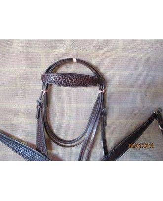 Bridle and Breastplate Set RI110 aaa basket weave pattern campdraft , or western - Stockman bridles and breastplate