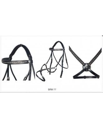 English show bridle Hanoverian Bridle with Grackle Noseband brm77 PONY ONLY - English bridles and breastplates