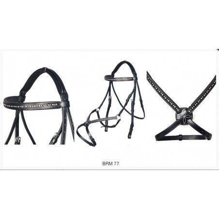 English show bridle Hanoverian Bridle with Grackle Noseband brm77 PONY ONLY - English bridles and breastplates