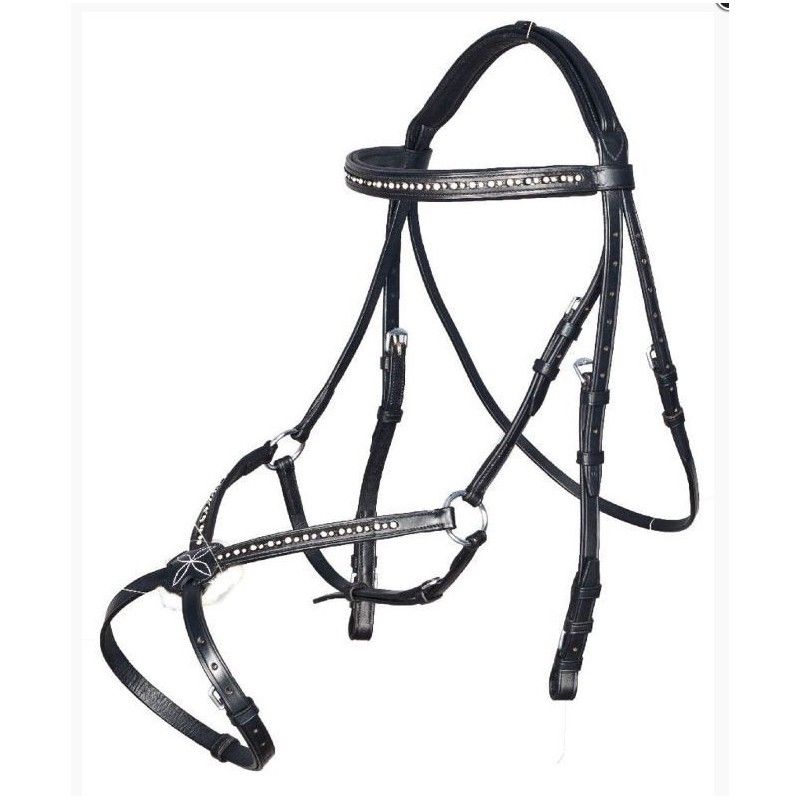 Figure of 8 Noseband Bridle free Reins FULL Black New Deluxe Mexican Grackle