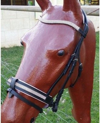 English show bridle Bridle bling pink crystals detachable noseband - English bridles and breastplates