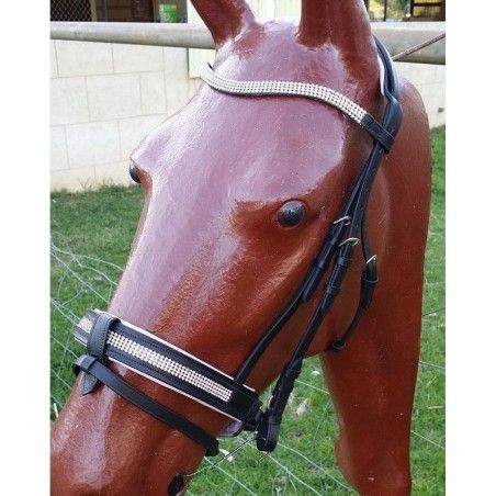 English show bridle Bridle bling pink crystals detachable noseband - English bridles and breastplates