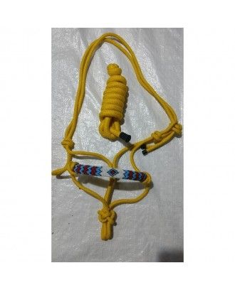 Rope Halter and lead with braided nose band - rope halter and cotton reins