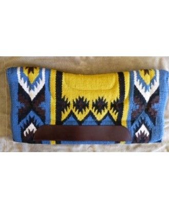 WOOL SADDLE PAD blue gold  32 by 34 model 2 - Stock and western Saddle Pads