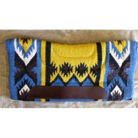 WOOL SADDLE PAD blue gold  32 by 34 model 2 - Stock and western Saddle Pads