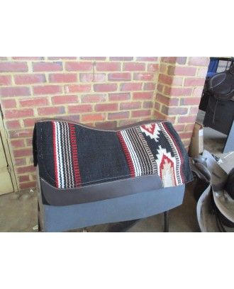 WOOL SADDLE PAD 32 by 34 model BLACK AND RED PATTERN - Stock and western Saddle Pads
