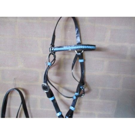 Biothene barcoo bridle blue laced browband , reins included - Stockman bridles and breastplate