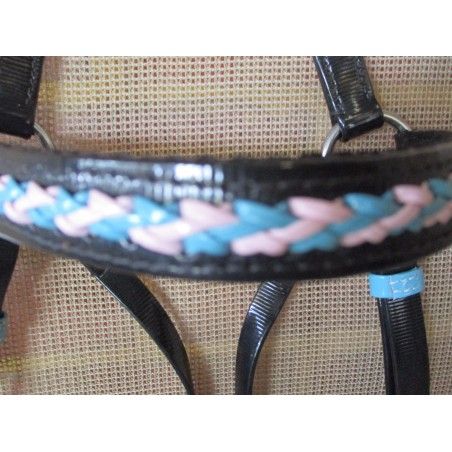 barcoo bridle blue and pink laced browband , reins included Synthetic PVC Biothene - Stockman bridles and breastplate